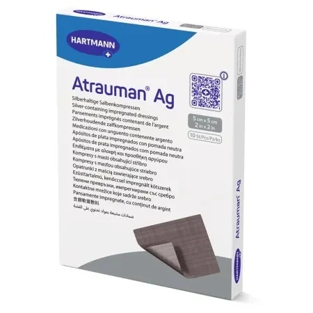 Pansament Atrauman cu unguent neutru si argint, 5 x 5cm, 10 bucati, Hartmann