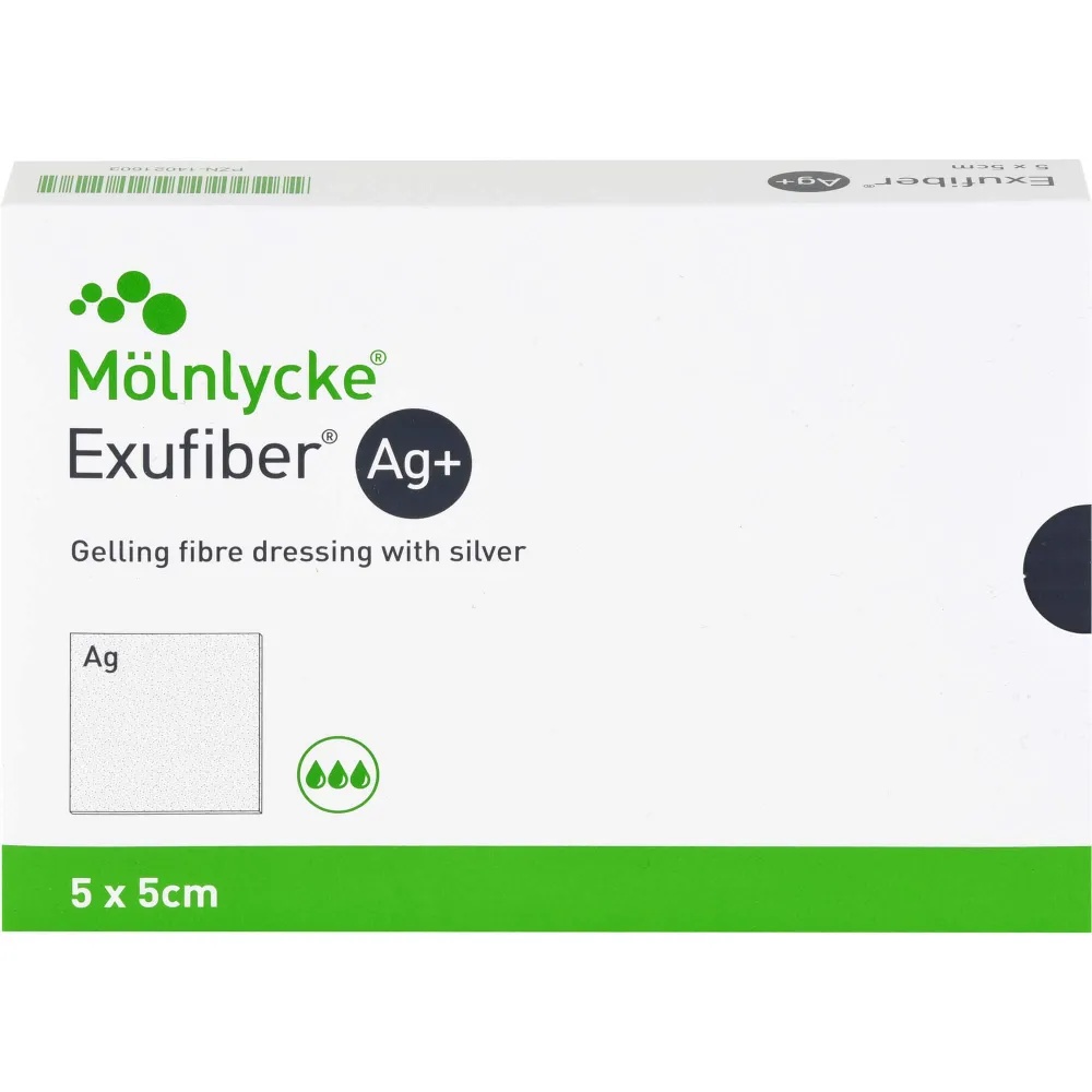Pansament Exufiber Ag+, 5 x 5cm, 1 bucata, Molnlycke