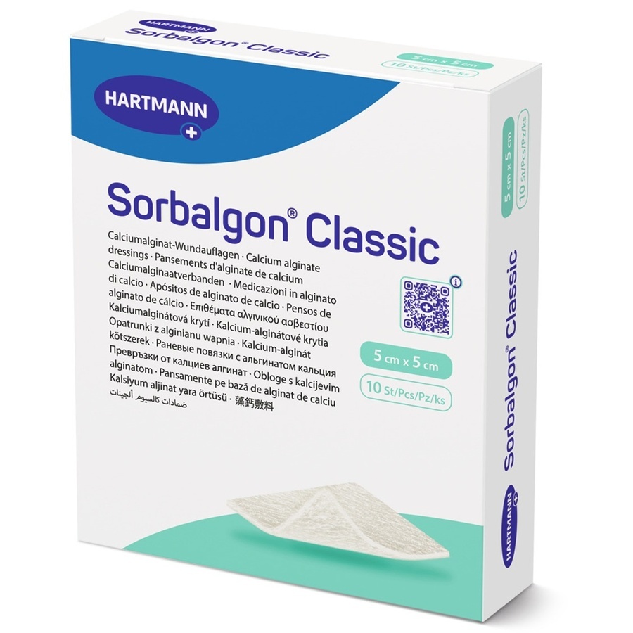 Pansament Sorbalgon Classic, 5x5 cm, 10 bucati, Hartmann