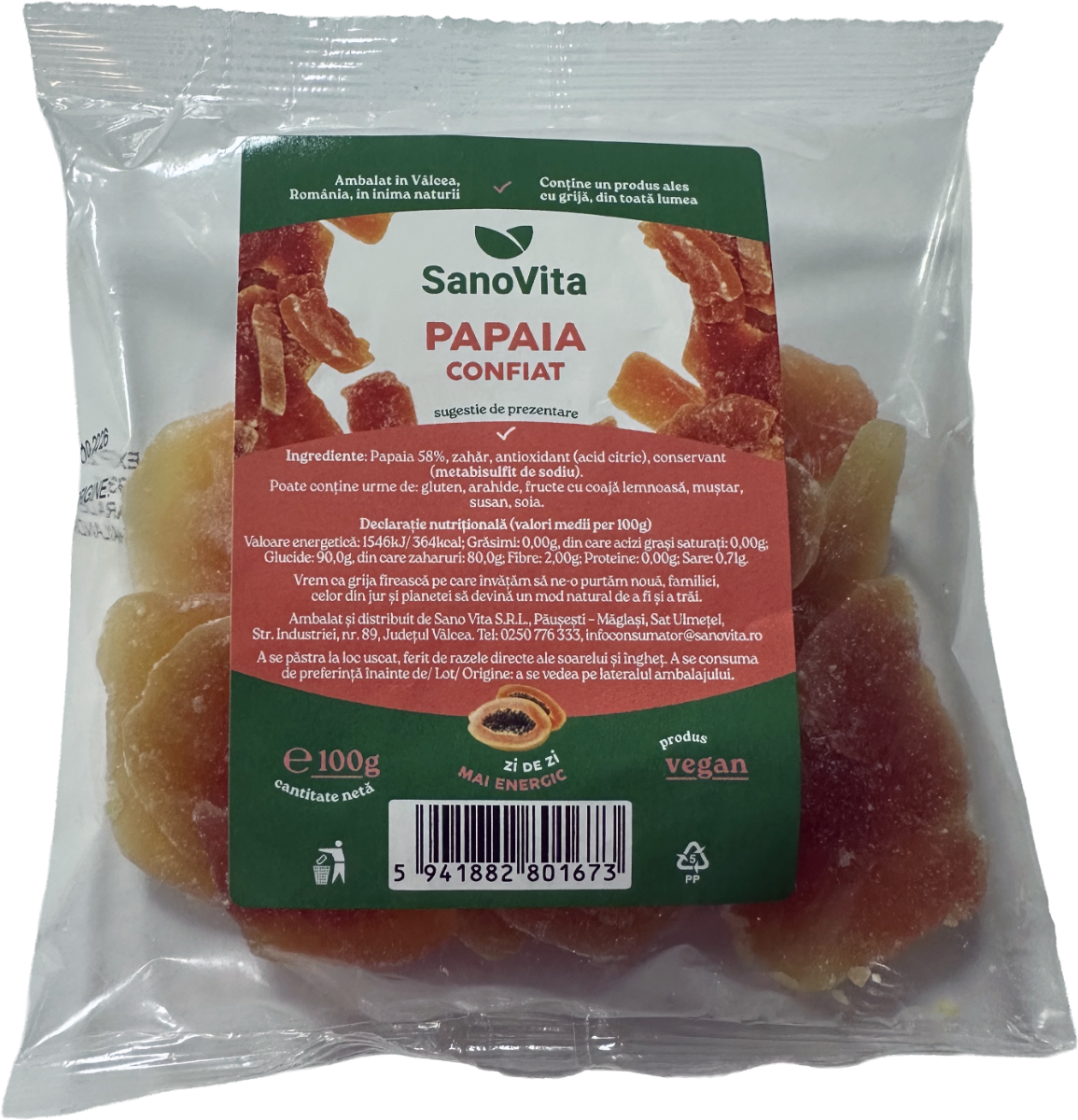 Papaia confiat, 100g, SanoVita