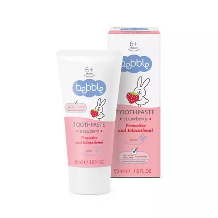 Pasta de dinti cu aroma de capsuni +6l, 50ml, Bebble