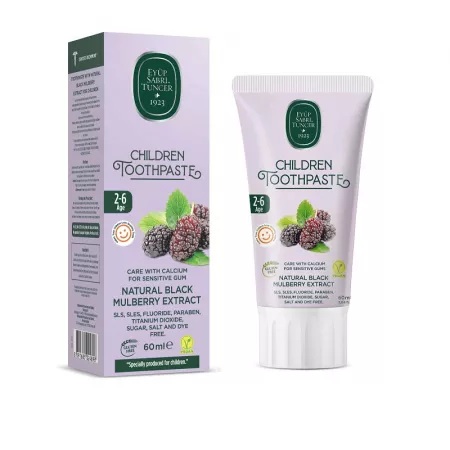 Pasta de dinti cu extract natural din dude negre pentru copii intre 2-6 ani, 60ml, Eyup Sabri Tuncer