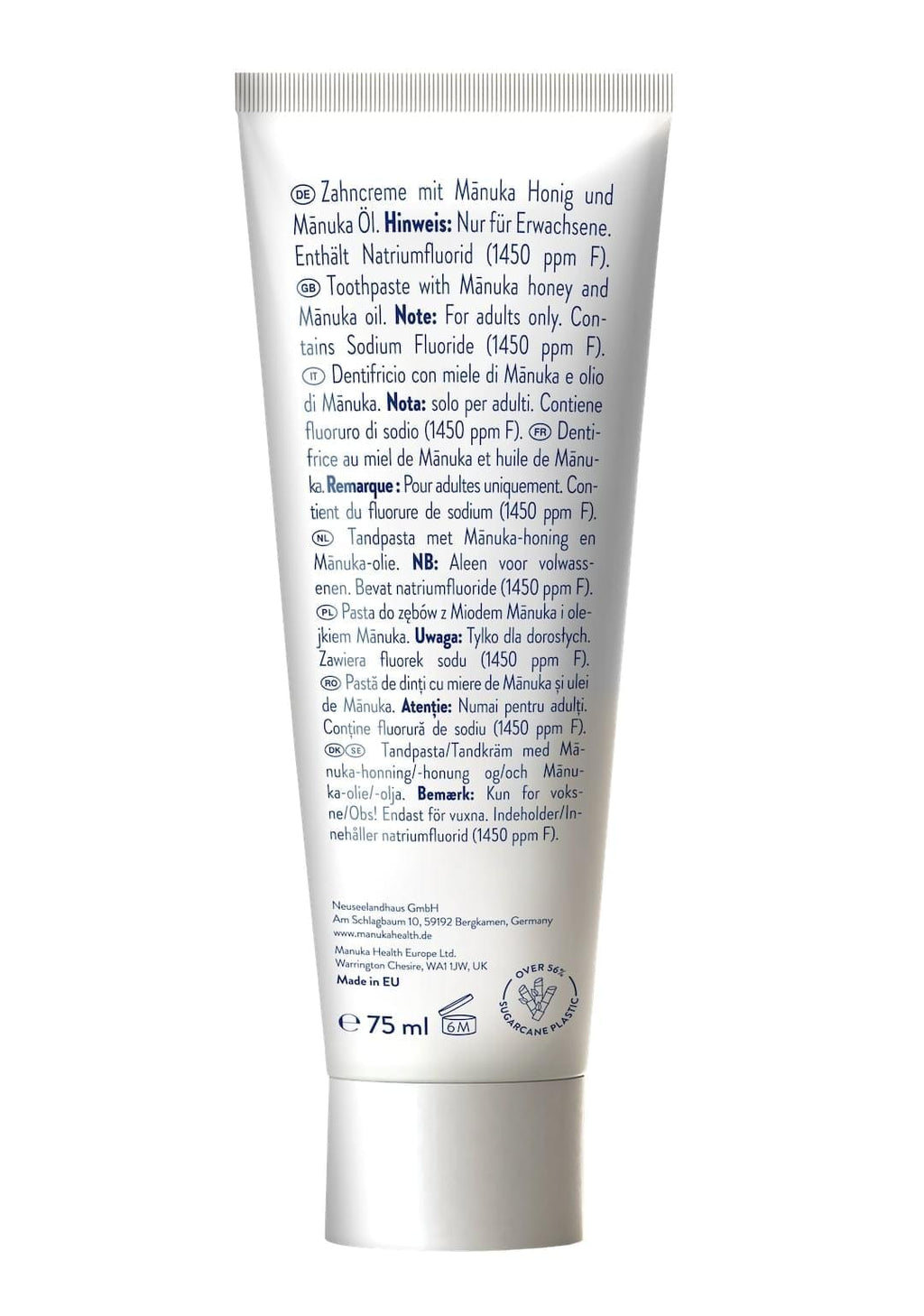 Pasta de dinti cu fluor, cu miere de Manuka MGO 250+ si cu ulei de Manuka (75ml) - pentru adulti - poza 3