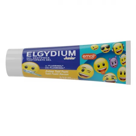Pasta de Dinți pentru Copii 7-12 Ani cu Aromă Tutti Frutti Emoji, 50 ml, Elgydium