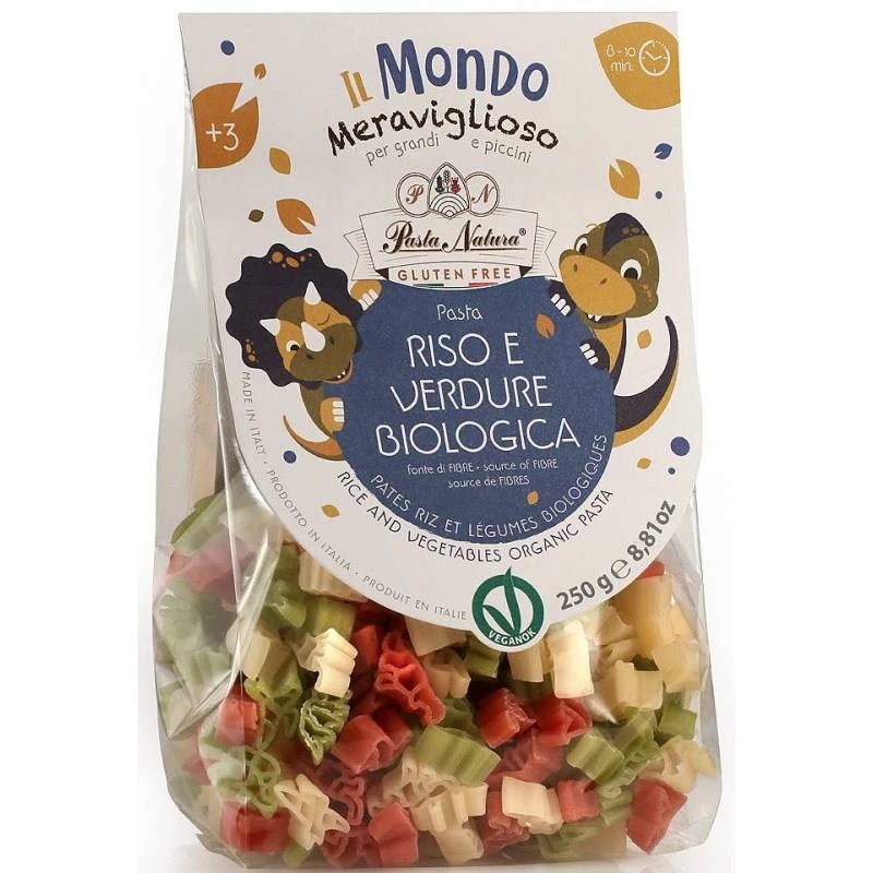Paste de orez bio cu sfecla si spanac fara gluten pentru copii, 250g, Pasta Natura
