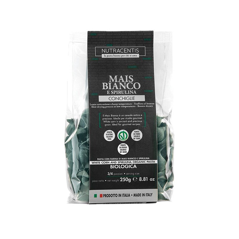 Paste din faina de porumb alb cu spirulina bio 250g Nutracentis