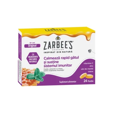 Pastile dureri de gat Zarbee`s, 24past., Kenvue