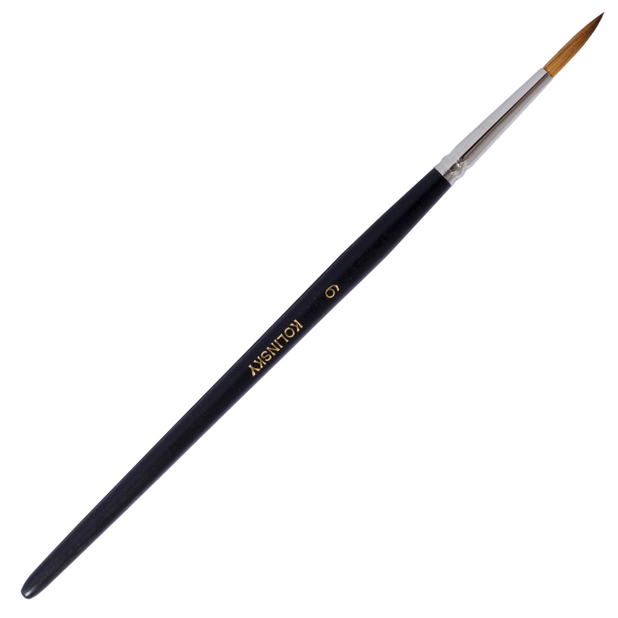Pensula Kolinsky nr. 6 din par natural de samur - pensula rotunda pentru pictura, acuarela, ulei, guasa si acrilic