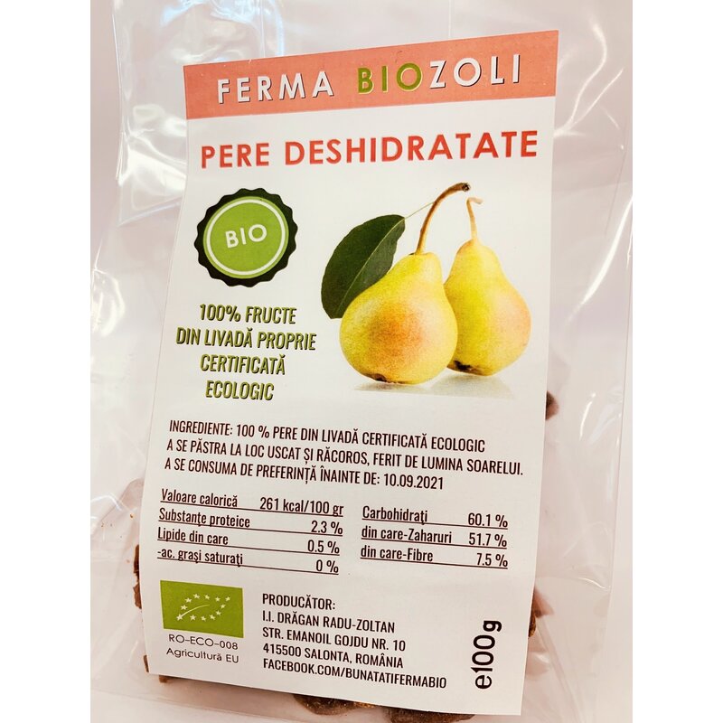 Pere deshidratate bio 100g Ferma Biozoli