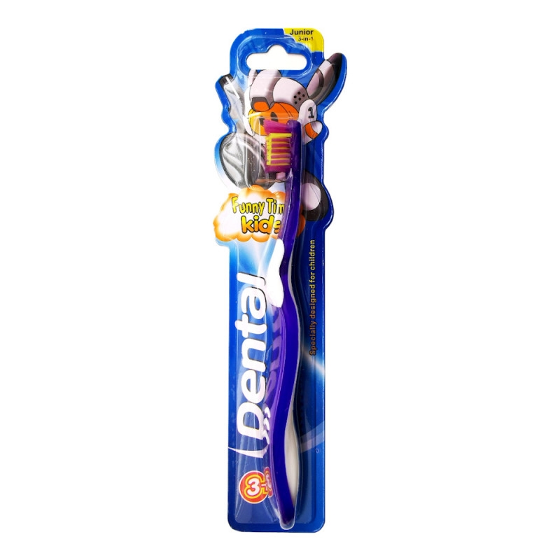 Periuta de dinti pentru copii +3 ani Dental Funny Time - albastru, Rubella