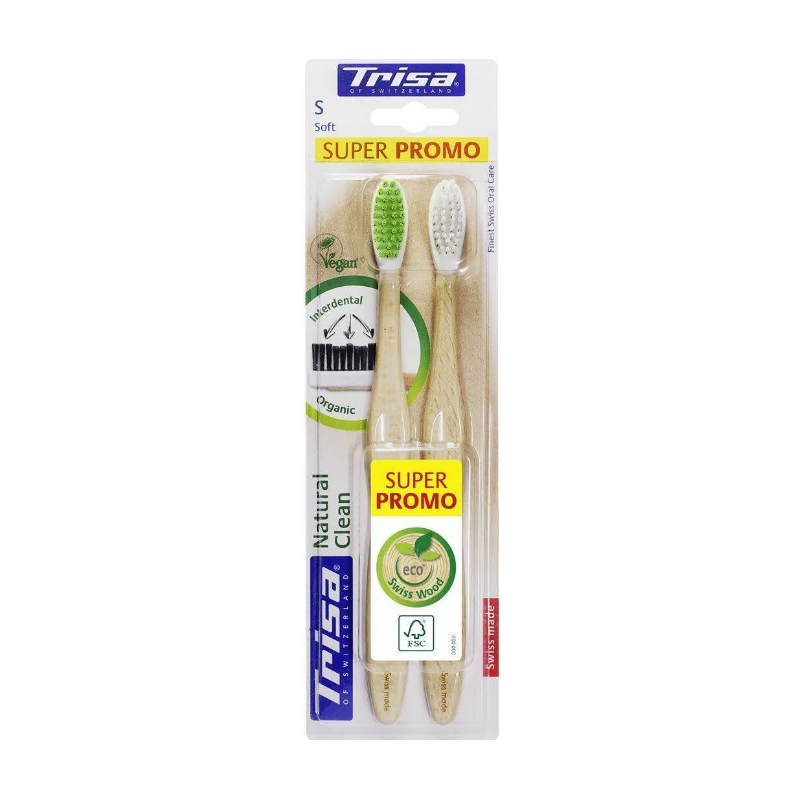 Periuta de dinti vegana Natural Clean Soft Duo, 2 bucati, Trisa