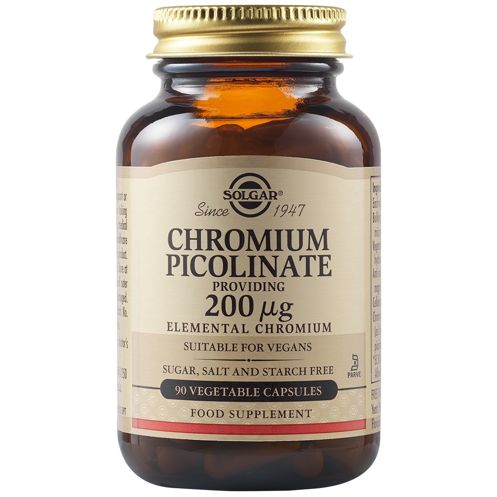 Picolinat de crom 200 mcg, 90 capsule vegetale, Solgar