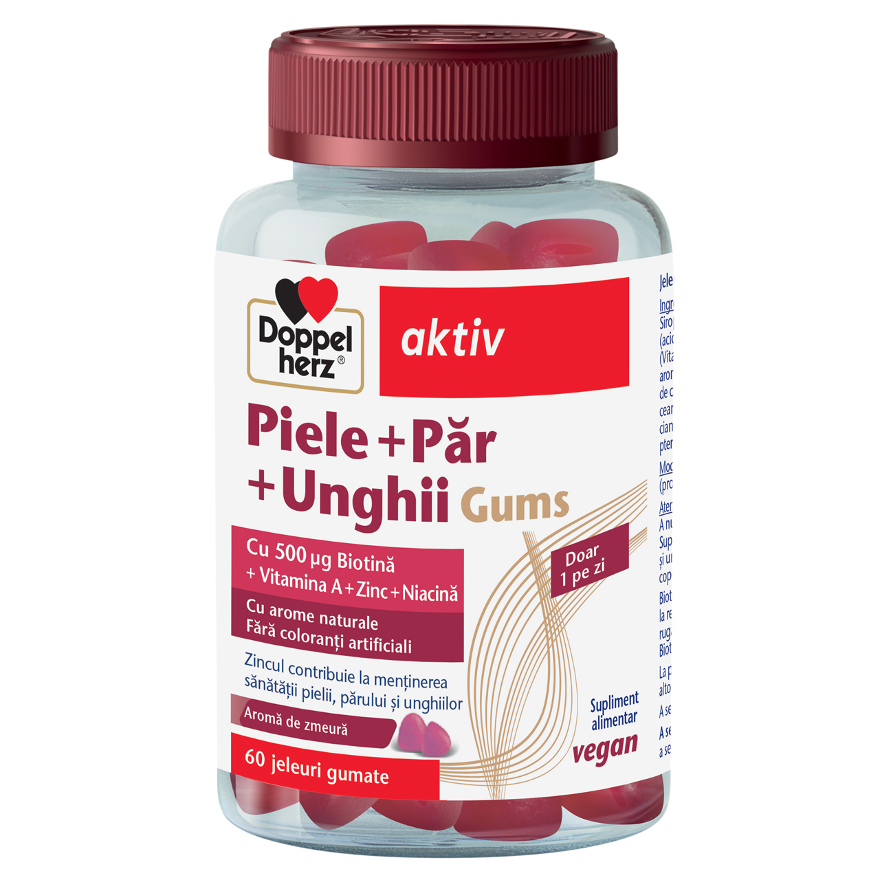 Piele + par + unghii, Doppelherz Aktiv | 60 jeleuri gumate