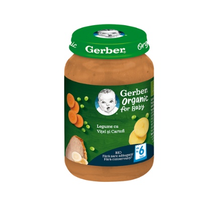 Piure bio din Legume cu vitel si cartofi, 190 gr, Gerber