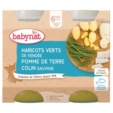 Piure de cartofi, fasole verde si peste cod, 2 x 200g, BabyBio
