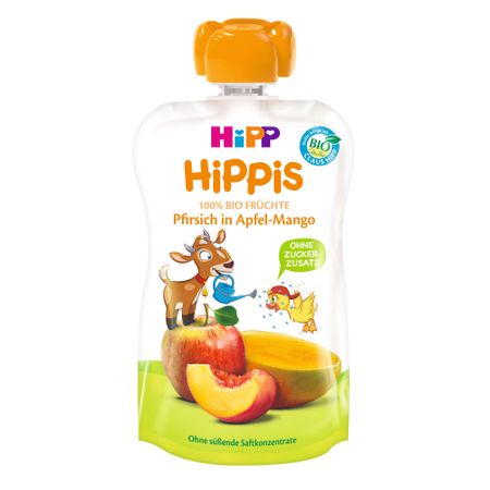Piure de fructe, piersica, mar si mango, incepand de la 12 luni, 100g, HiPP