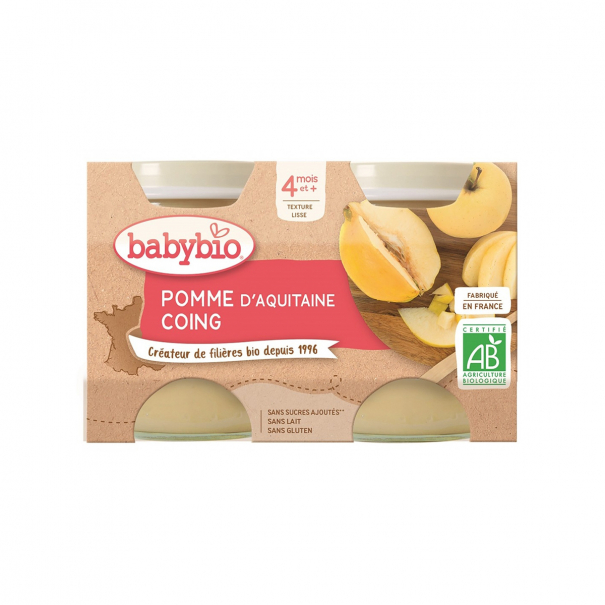 Piure de mere si gutui, 2 x 130g, BabyBio