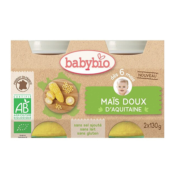 Piure de porumb dulce Bio, 2 x 130g, BabyBio