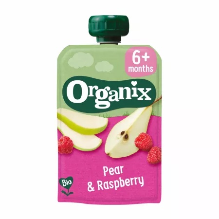Piure din pere si zmeura bio, +6 luni, 100g, Organix