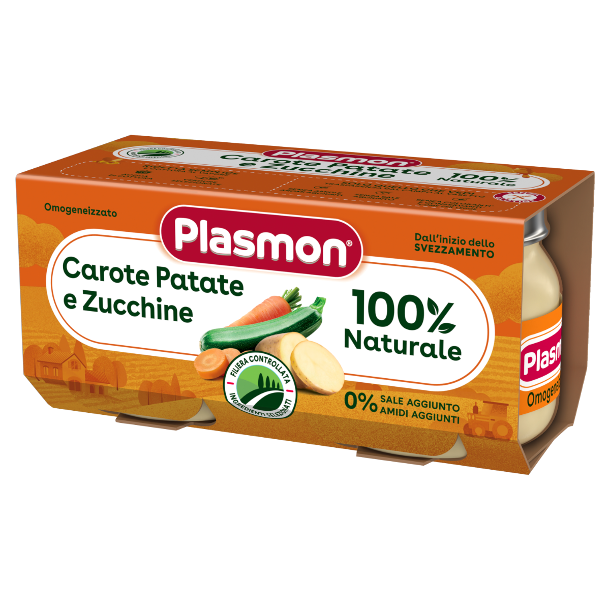 Piure morcov, cartof, dovlecel fara gluten, 2 x 80g, Plasmon