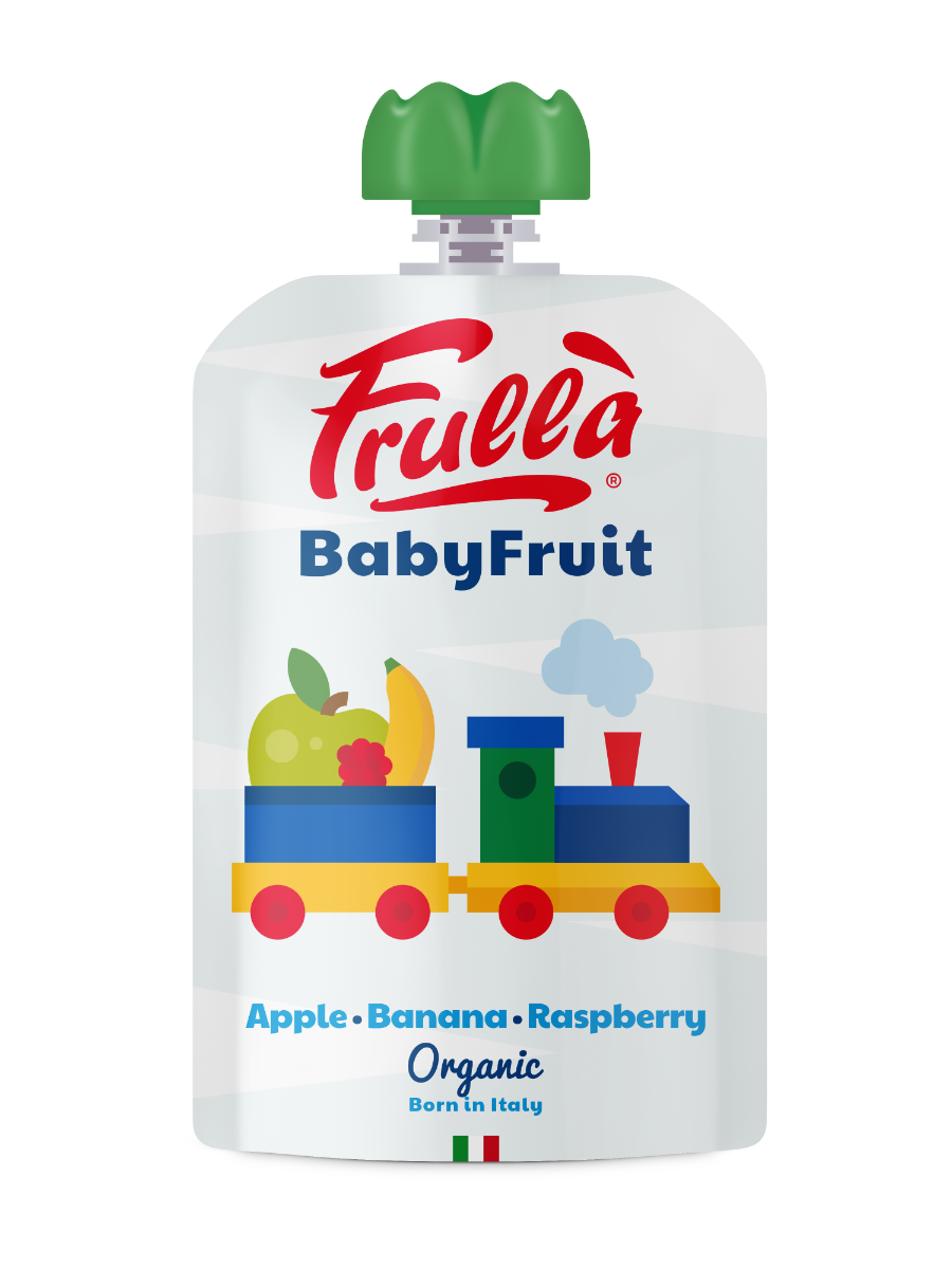 Piure pentru copii din mar banana si zmeura Baby Fruit Bio, 100g, Frulla