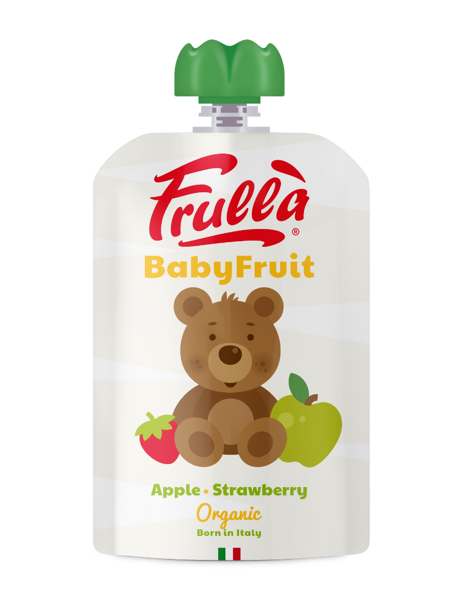 Piure pentru copii din mar si capsuni Baby Fruit Bio, 100g, Frulla