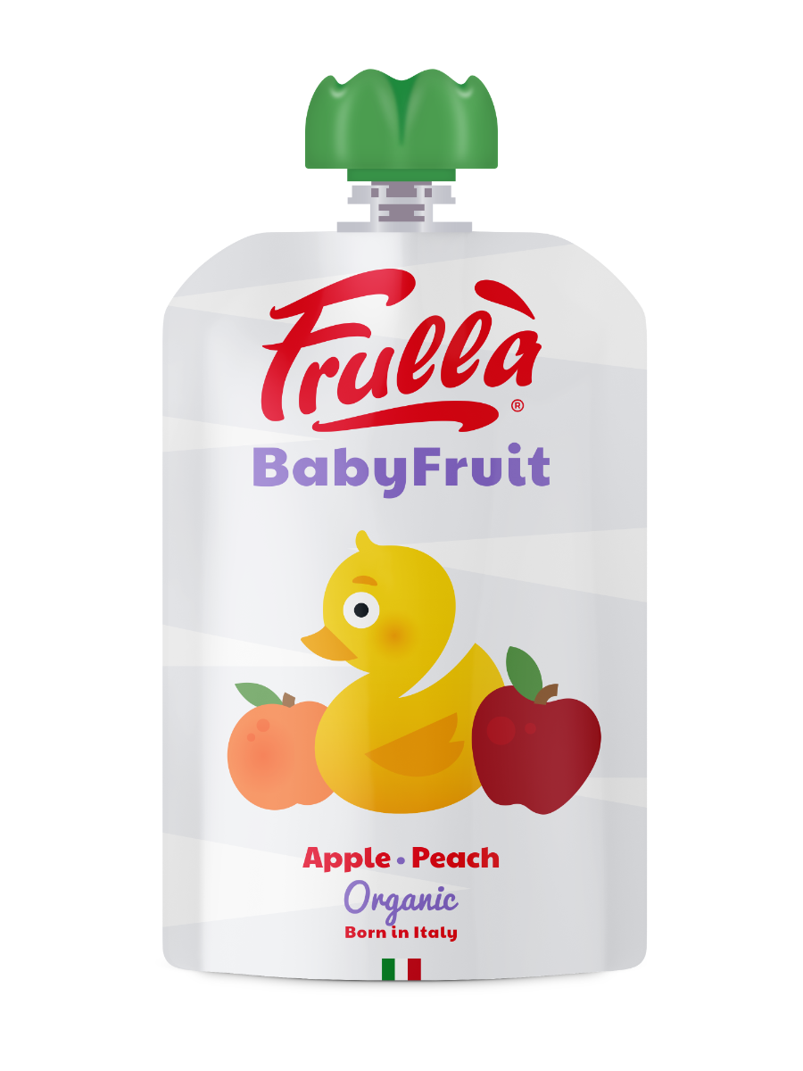 Piure pentru copii din mar si piersica Baby Fruit Bio, 100g, Frulla