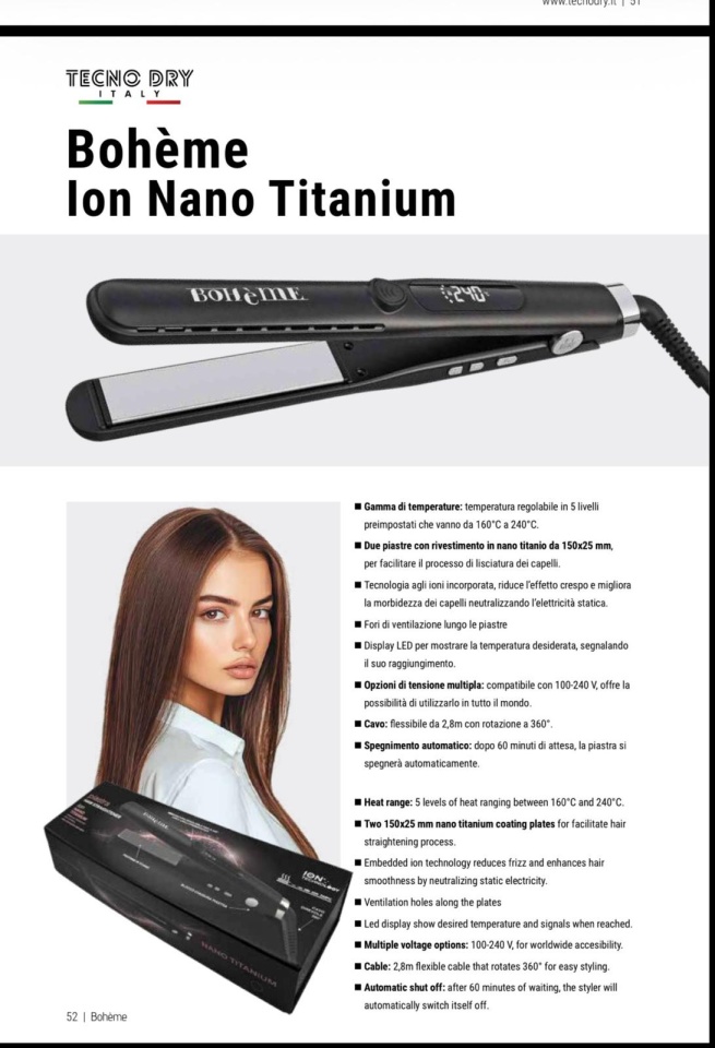 Placă de Păr Profesională Tecno Dry Bohème Ion Nano Titanium - poza 3