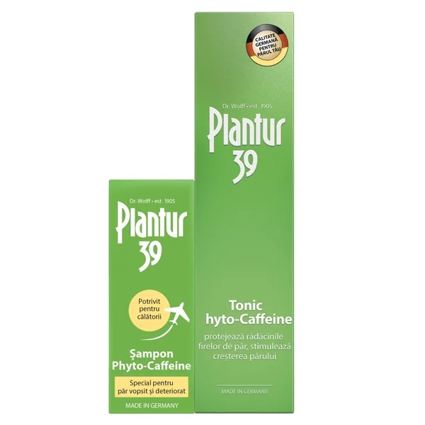 PLANTUR 39 Lotiune tonica Phyto-Caffein, 200ml + Sampon par vopsit, deteriorat, 50ml