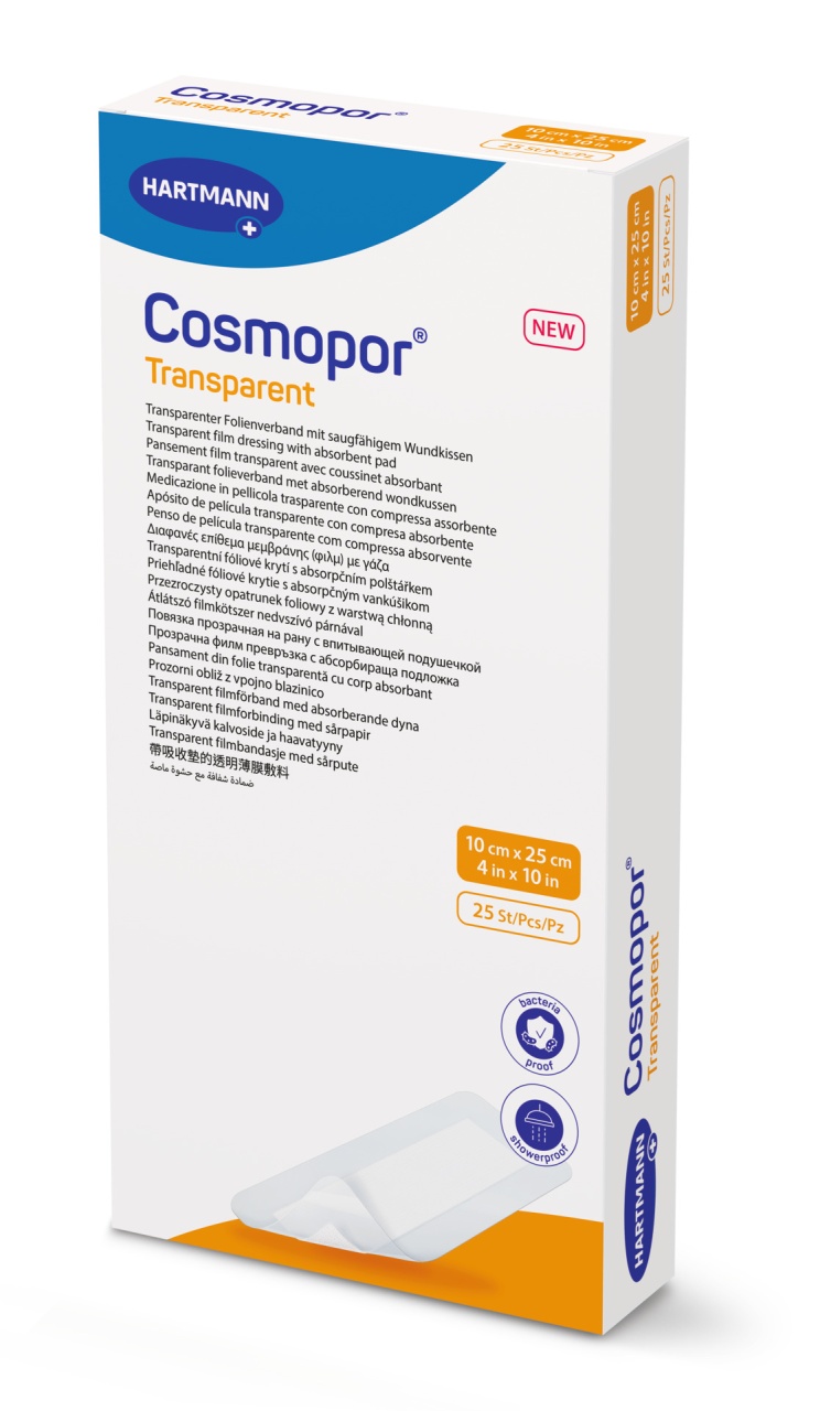 Plasture transparent Cosmopor Transparent 10x25 cm, 25 buc – Hartmann
