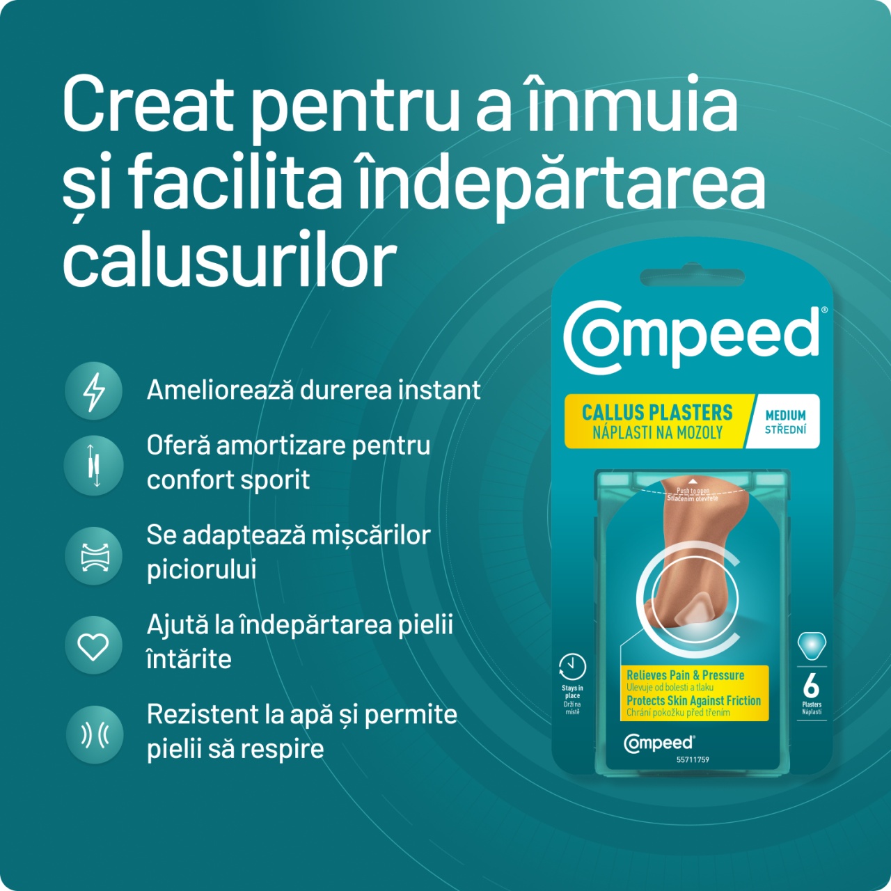 Plasturi pentru bataturi superficiale M, 6 bucati, Compeed