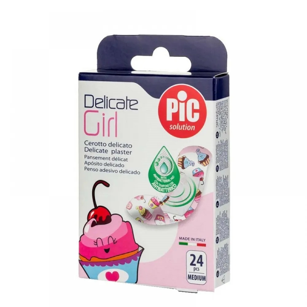 Plasturi pentru copii piele sensibila Delicate Girl 19 x 72mm, 24 bucati, Pic Solution