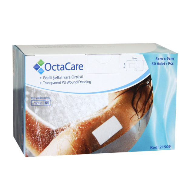 Plasturi sterili film, rezistenti la apa, 5x9 cm, 50 bucati, OctaCare