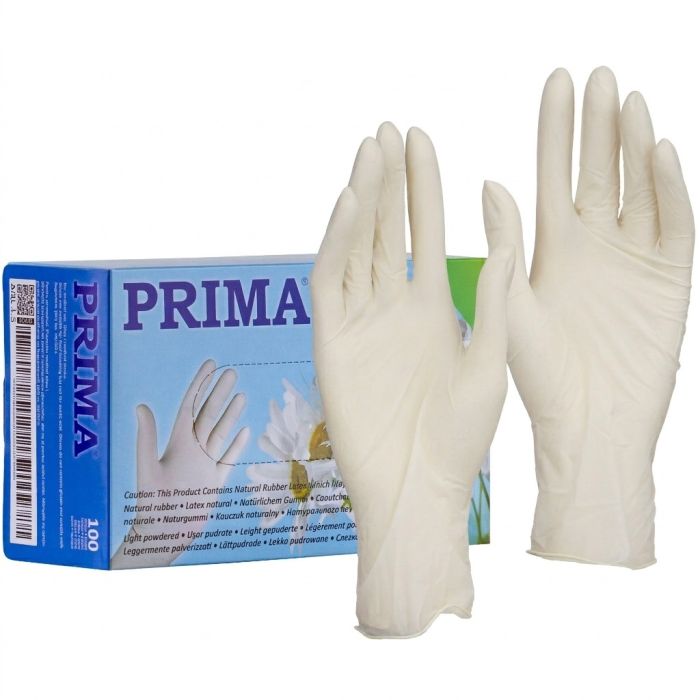 PMV Manusi examinare albe din latex, marimea XL, nesterile, usor pudrate, PRIMA, 100 bucati