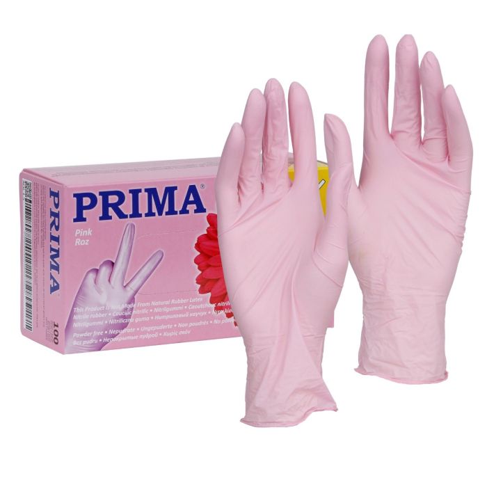 PMV Manusi examinare roz, marimea L nesterile, nepudrate, din nitril, PRIMA, 100 bucati