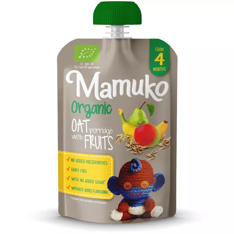 Porridge de ovaz cu fructe Eco, 100g, Mamuko
