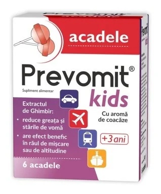 Prevomit kids cu aroma de coacaze, 6 acadele, Zdrovit
