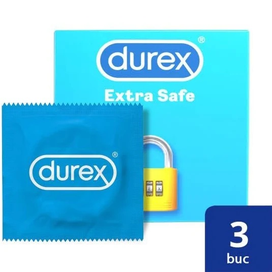 Prezervative Extra Safe, 3 bucati, Durex