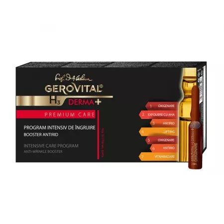 Program intensiv de ingrijire H3 Derma+ Premium Care – 7 fiole x 2 ml, Gerovital
