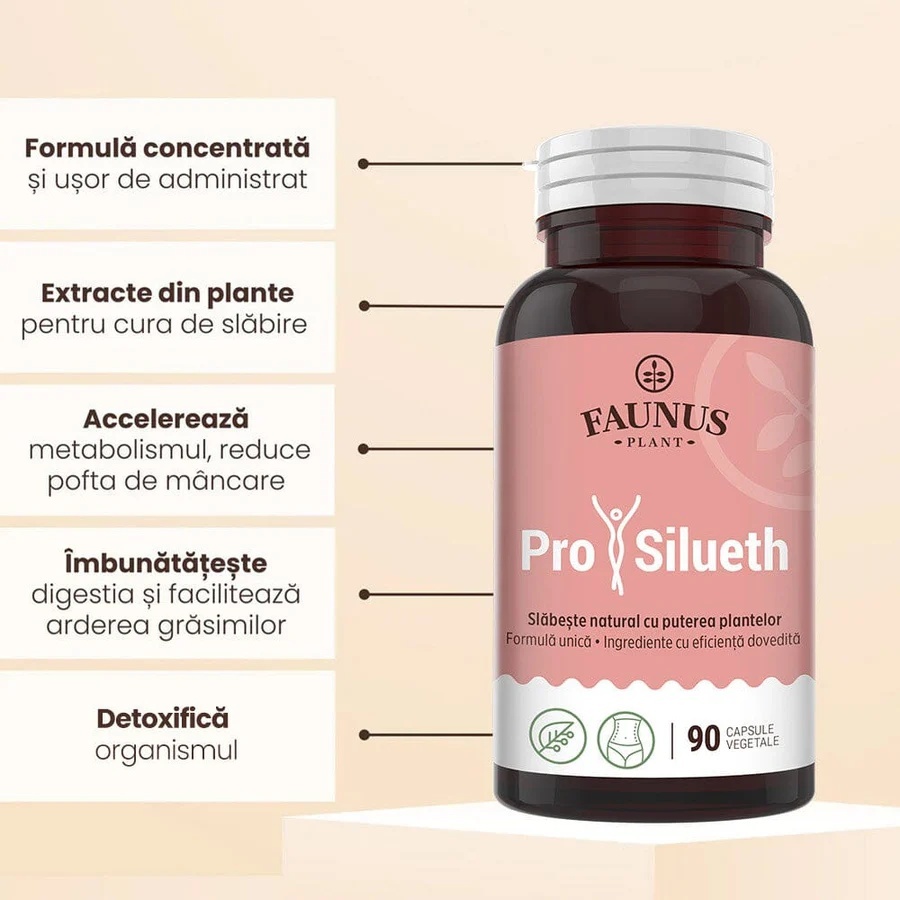 ProSilueth Capsule - Formulă unică pentru cura de slăbire, plante medicinale cu acțiune dovedită pentru accelerarea metabolismului, arderea grăsimilor, reducerea apetitului și detoxifierea organismului - 90 capsule - poza 3