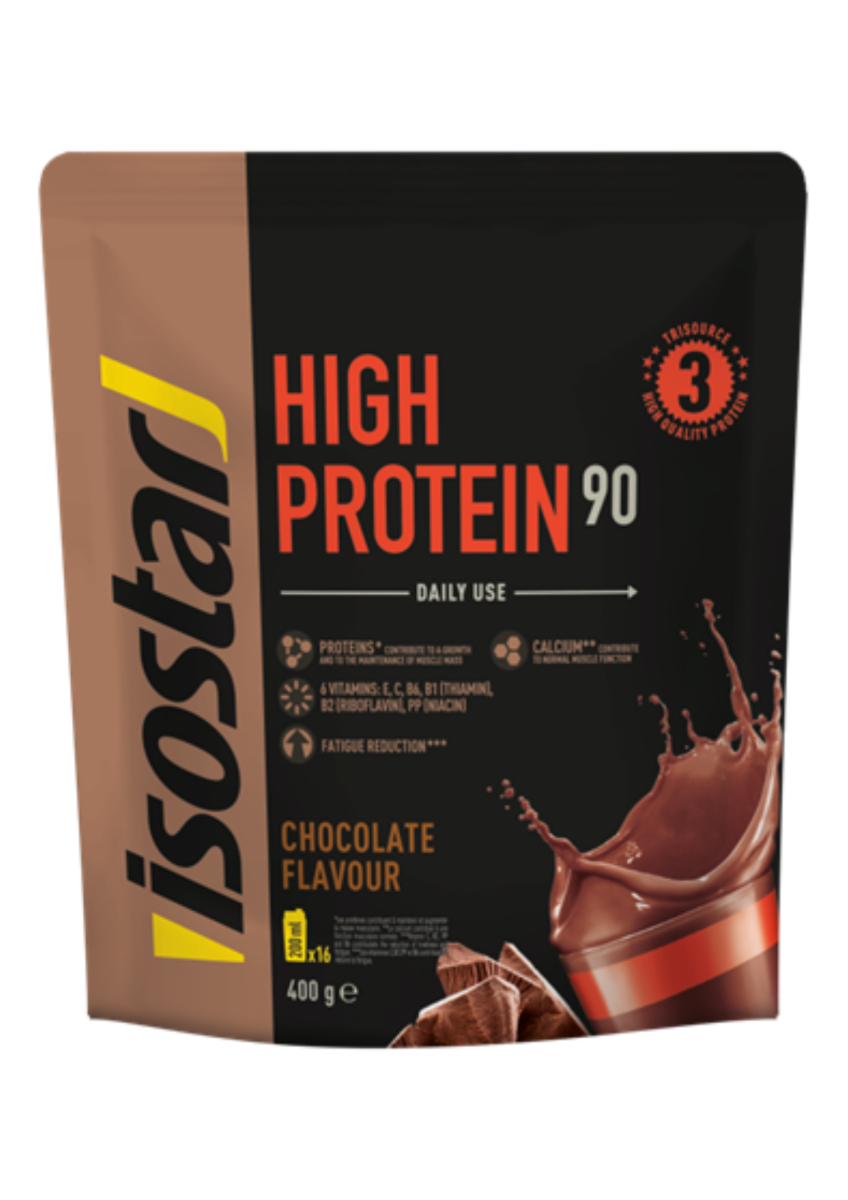 Pudra High Protein 90 cu aroma de ciocolata, 400g, Isostar