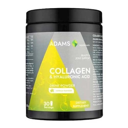 Pudra instant cu aroma de vanilie Collagen + Acid Hialuronic Active Line, 600g, Adams