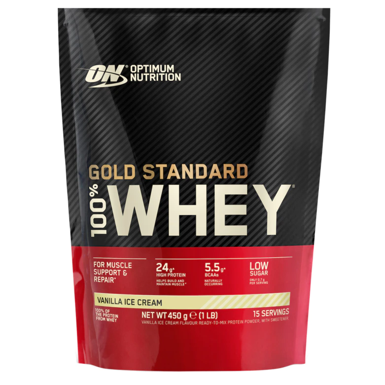 Pudra proteica proteine din zer 100% Whey Gold Standard Vanilie, 450g, Optimum Nutrition