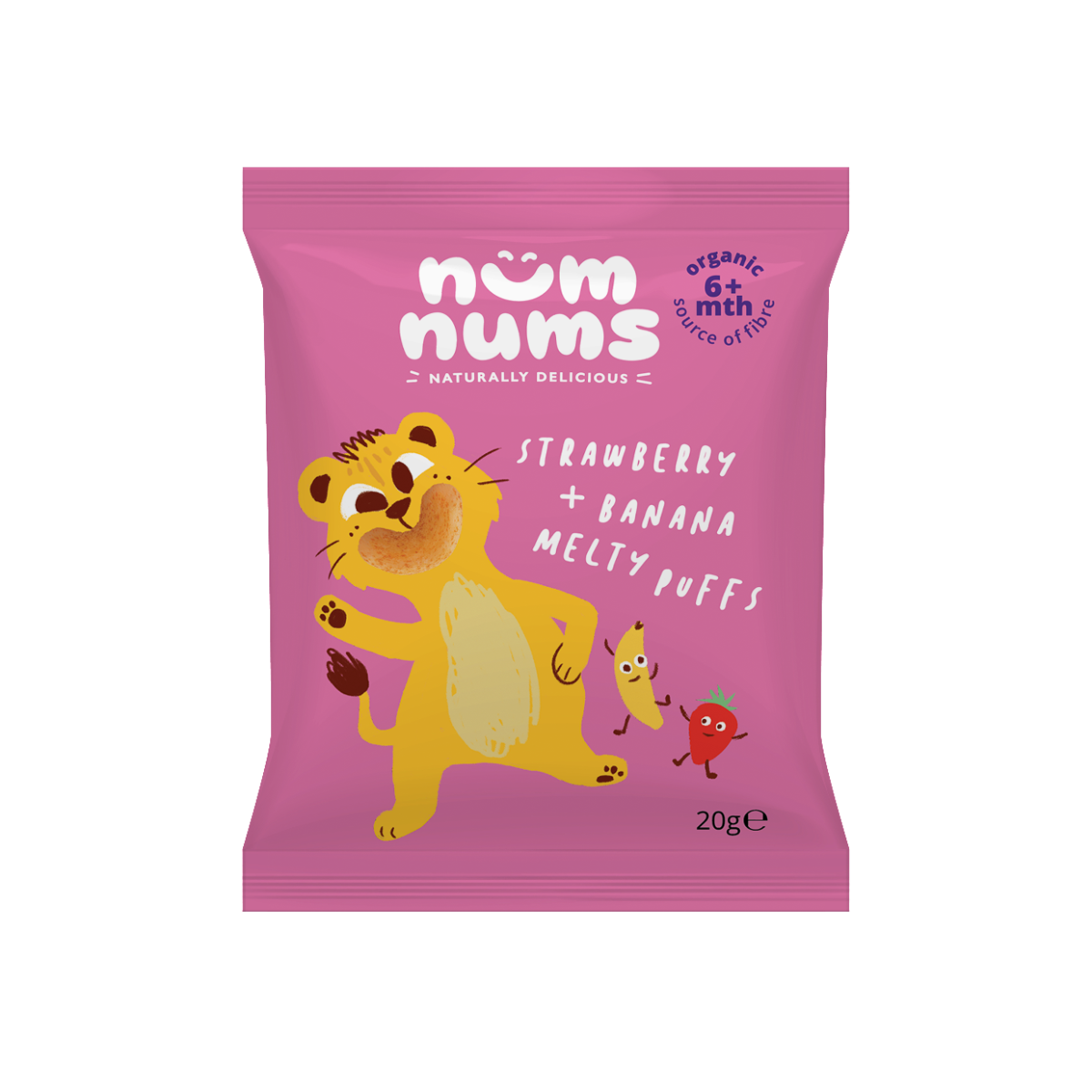 Pufuleti cu capsuni si banana Bio, 20g, Num Nums