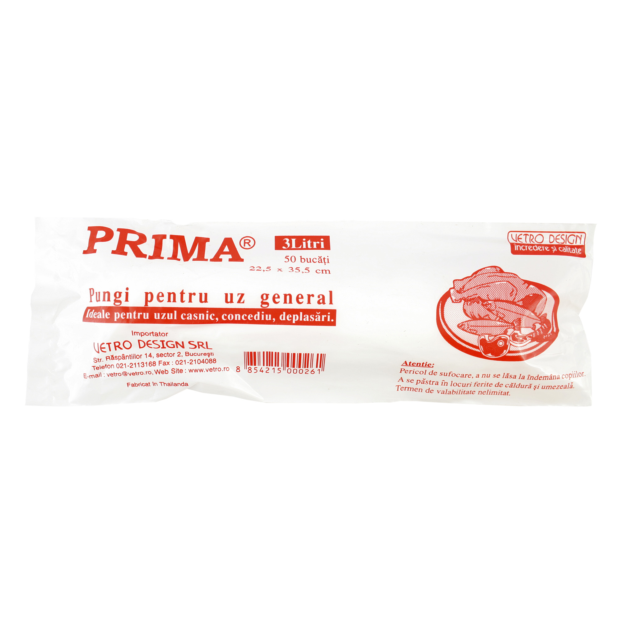 Pungi alimentare PRIMA, 3 L, 50 bucati