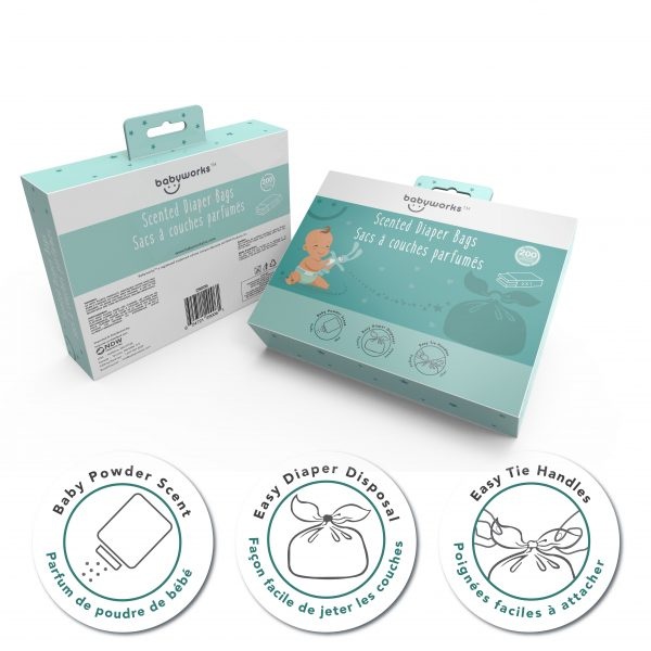 Pungi parfumate pentru scutecele murdare, 200 bucati, Baby Works