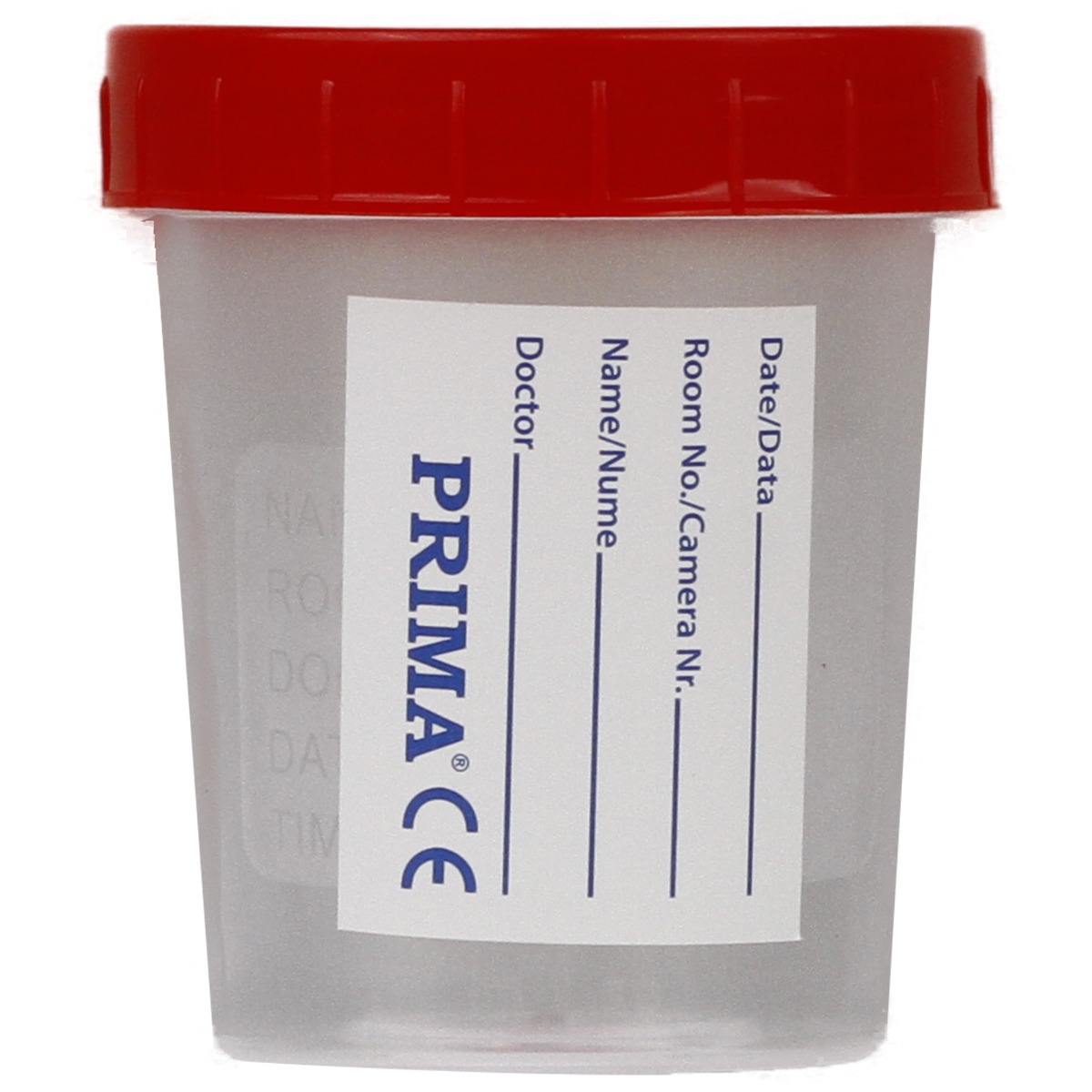 Recipient colectare urina steril 120 ml, PRIMA, capac rosu, polipropilena, transparent