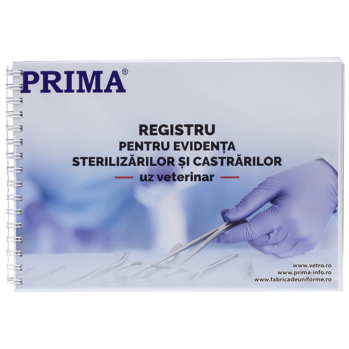 Registru evidenta castrari/sterilizari pentru uz veterinar, PRIMA, A4, 100 file