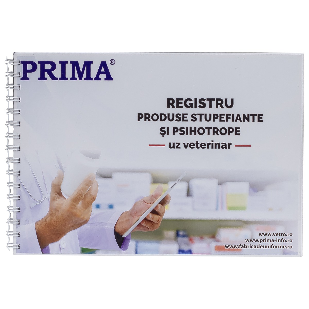 Registru produse stupefiante/psihotrope, PRIMA, pentru uz veterinar, A4, 100 file