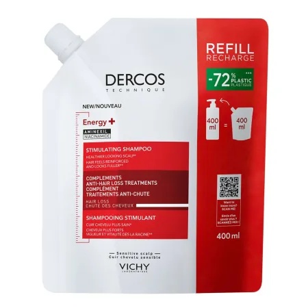 Rezervă eco șampon cu acțiune energizantă Dercos Energy+, 400 ml, Vichy